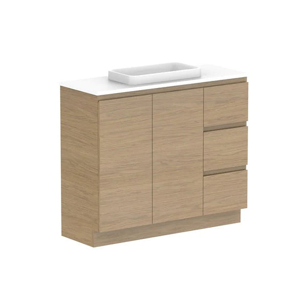 ADP Glacier Ensuite Door and Drawer Trio Vanity with Solid Surface Top - Pro