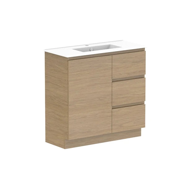 ADP Glacier Ensuite Door and Drawer Trio Vanity With Ceramic Top - Lite
