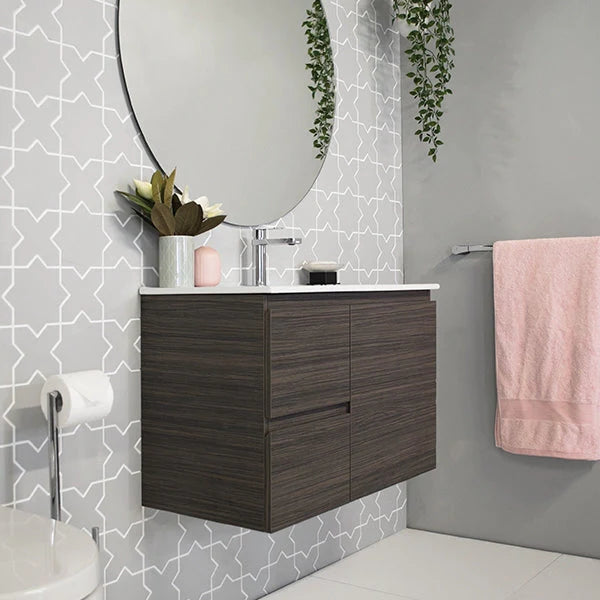 ADP Glacier Ensuite Door and Drawer Twin Vanity with Ceramic Top - Lite