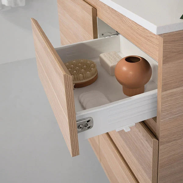 ADP Glacier Door and Drawer Twin Vanity with Cast Marble Top - Lite