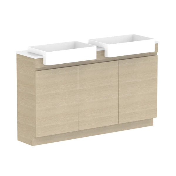 ADP Glacier Semi Recessed All Door Trio Vanity Solid Surface Top - Pro