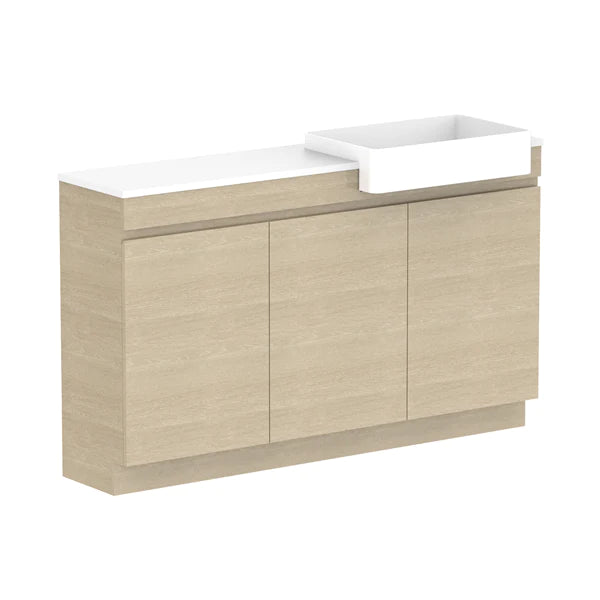 ADP Glacier Semi Recessed All Door Trio Vanity Solid Surface Top - Lite