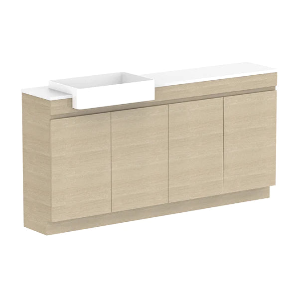 ADP Glacier Semi Recessed All Door Trio Vanity Solid Surface Top - Lite