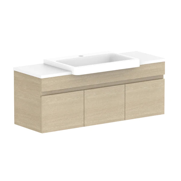 ADP Glacier Semi Recessed All Door Slim Vanity With Solid Surface - Pro