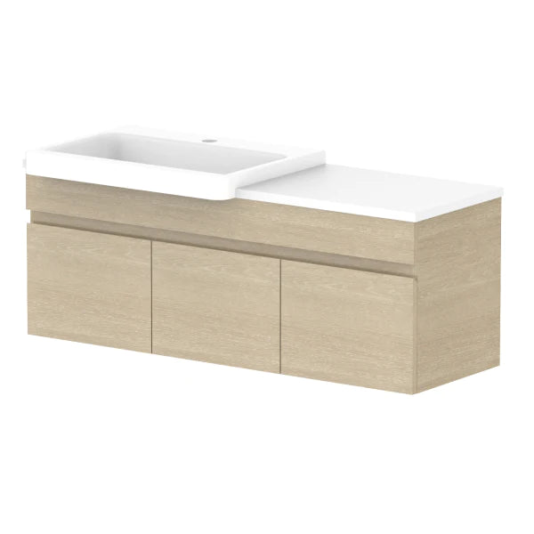 ADP Glacier Semi Recessed All Door Slim Vanity With Solid Surface - Pro