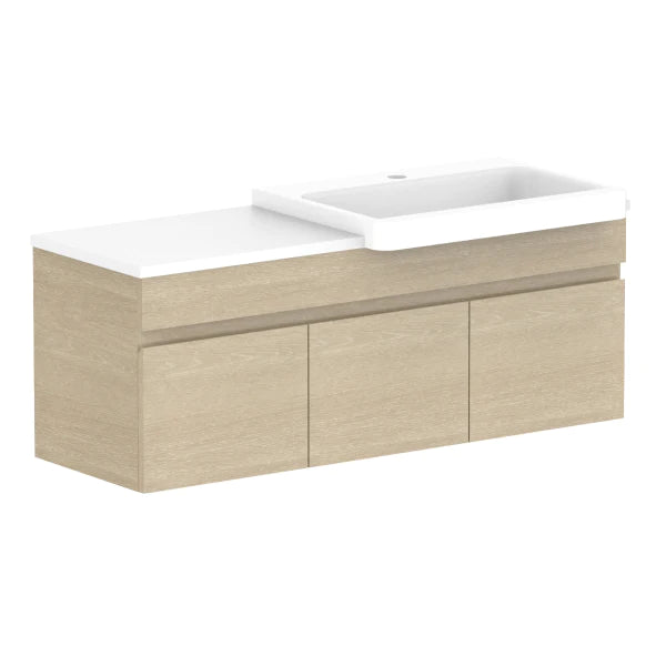 ADP Glacier Semi Recessed All Door Slim Vanity With Solid Surface - Pro
