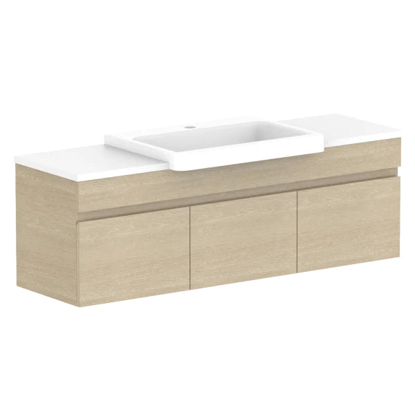 ADP Glacier Semi Recessed All Door Slim Vanity With Solid Surface - Pro