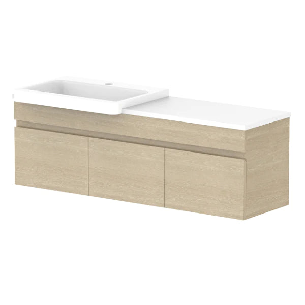 ADP Glacier Semi Recessed All Door Slim Vanity With Solid Surface - Pro