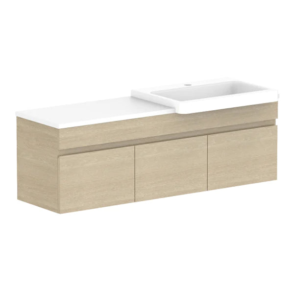 ADP Glacier Semi Recessed All Door Slim Vanity With Solid Surface - Pro