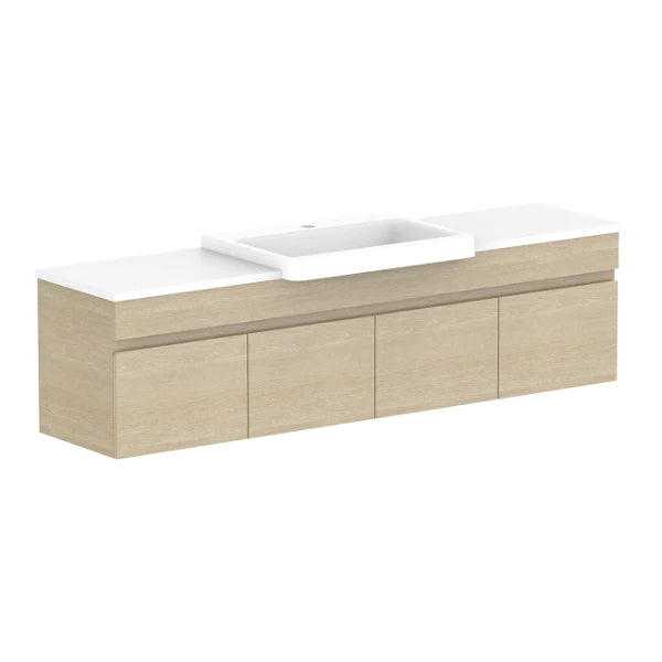ADP Glacier Semi Recessed All Door Slim Vanity With Solid Surface - Pro