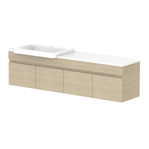 ADP Glacier Semi Recessed All Door Slim Vanity With Solid Surface - Pro