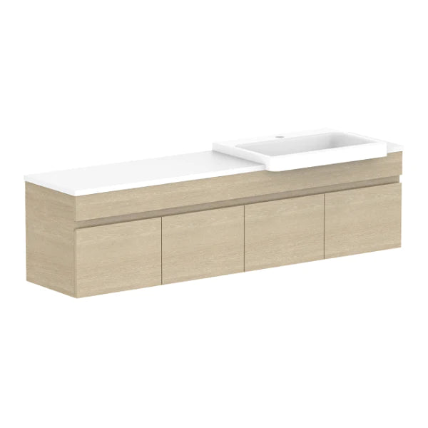 ADP Glacier Semi Recessed All Door Slim Vanity With Solid Surface - Pro