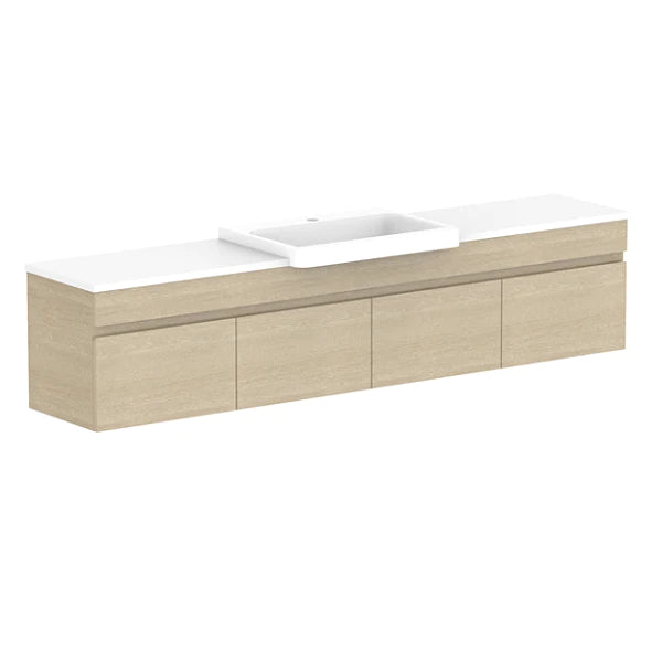 ADP Glacier Semi Recessed All Door Slim Vanity With Solid Surface - Pro