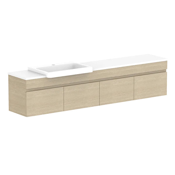 ADP Glacier Semi Recessed All Door Slim Vanity With Solid Surface - Pro