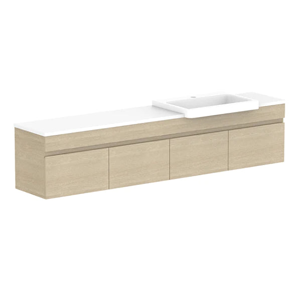 ADP Glacier Semi Recessed All Door Slim Vanity With Solid Surface - Pro