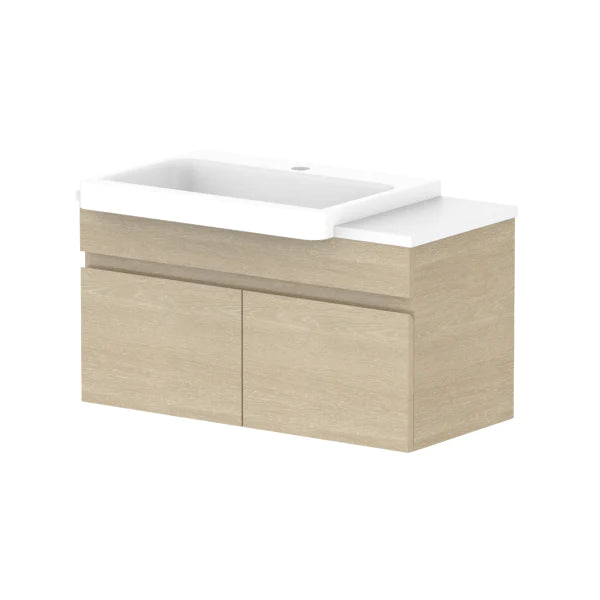 ADP Glacier Semi Recessed All Door Slim Vanity With Solid Surface - Pro