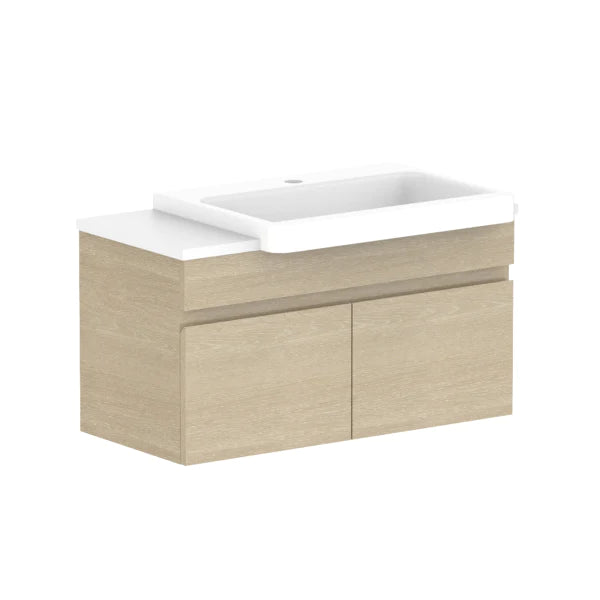 ADP Glacier Semi Recessed All Door Slim Vanity With Solid Surface - Pro