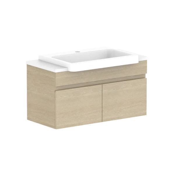 ADP Glacier Semi Recessed All Door Slim Vanity With Solid Surface - Pro