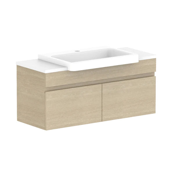 ADP Glacier Semi Recessed All Door Slim Vanity With Solid Surface - Pro