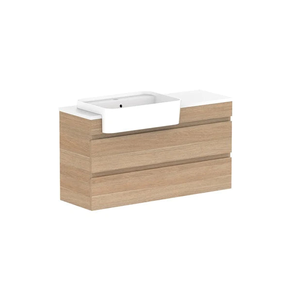 ADP Glacier Semi Recessed All Drawer Twin Vanity With Solid Surface Top - Pro