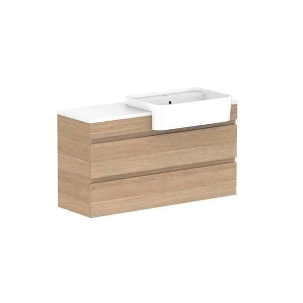 ADP Glacier Semi Recessed All Drawer Twin Vanity With Solid Surface Top - Pro