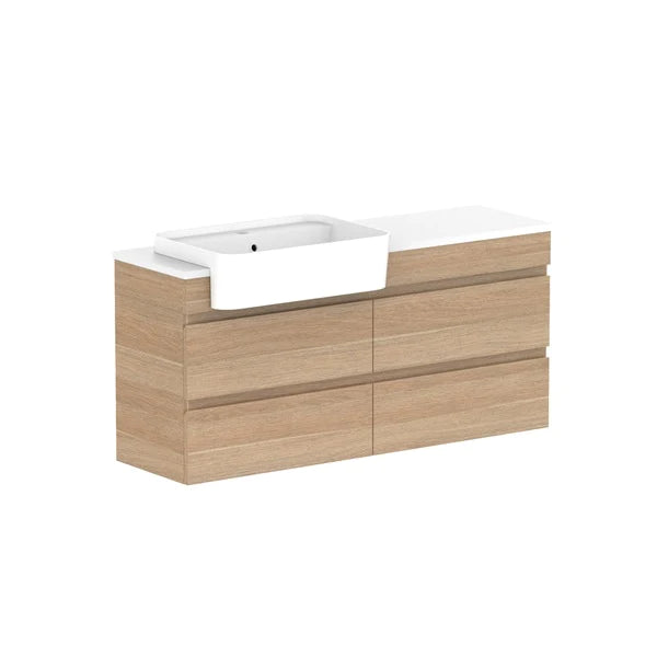 ADP Glacier Semi Recessed All Drawer Twin Vanity With Solid Surface Top - Pro