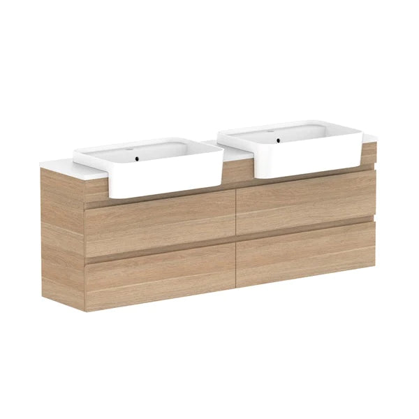 ADP Glacier Semi Recessed All Drawer Twin Vanity With Solid Surface Top - Pro