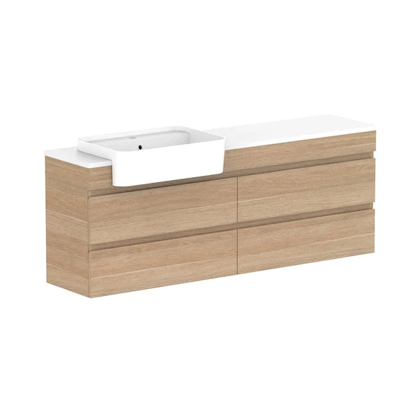 ADP Glacier Semi Recessed All Drawer Twin Vanity With Solid Surface Top - Pro