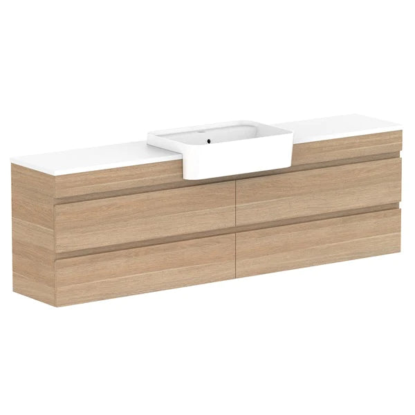 ADP Glacier Semi Recessed All Drawer Twin Vanity With Solid Surface Top - Pro