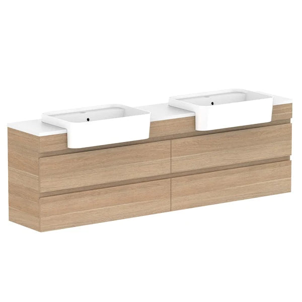 ADP Glacier Semi Recessed All Drawer Twin Vanity With Solid Surface Top - Pro