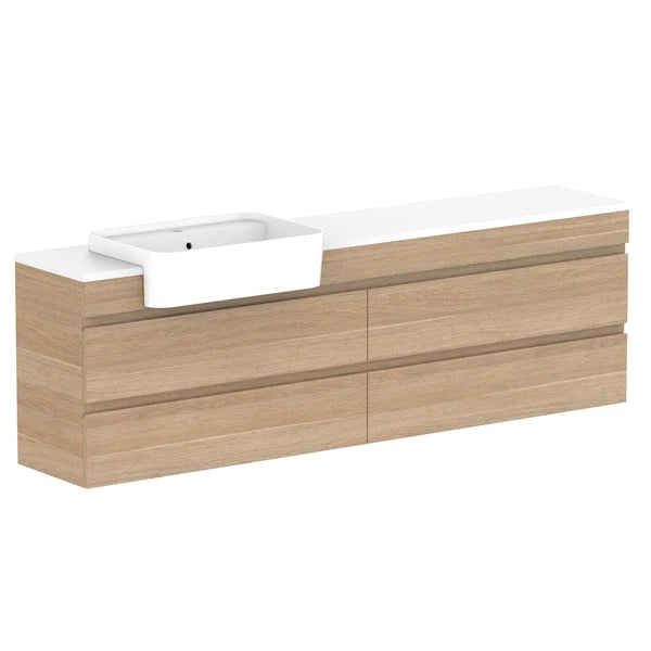 ADP Glacier Semi Recessed All Drawer Twin Vanity With Solid Surface Top - Pro
