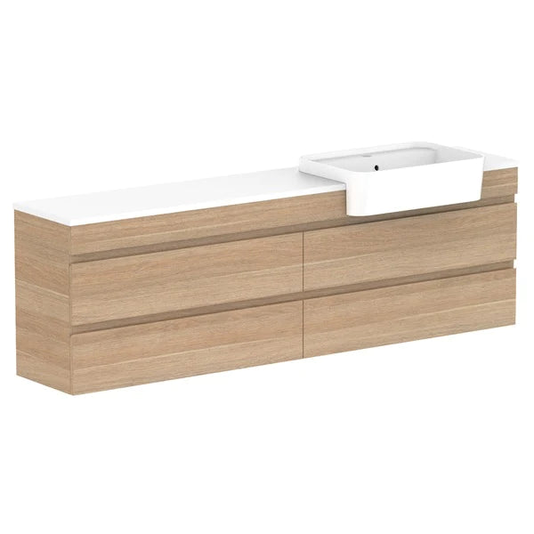ADP Glacier Semi Recessed All Drawer Twin Vanity With Solid Surface Top - Pro