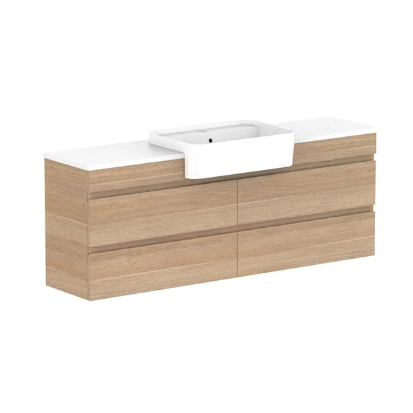 ADP Glacier Semi Recessed All Drawer Twin Vanity With Solid Surface Top - Pro
