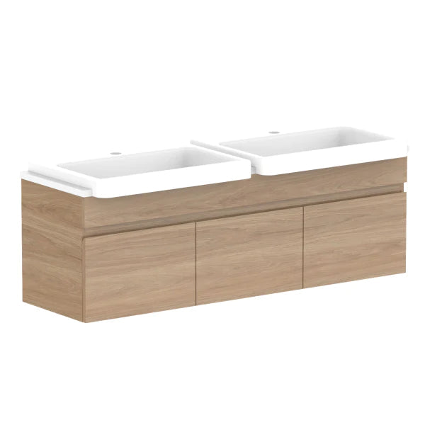 ADP Glacier Semi Recessed Door & Drawer Wall Hung Vanity Slim - Lite