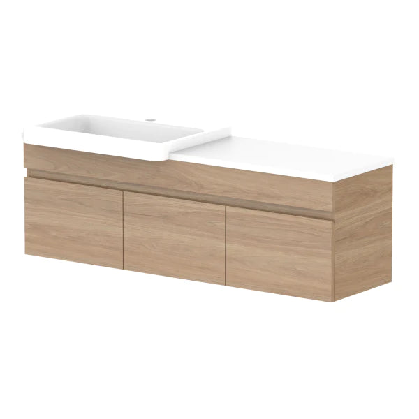 ADP Glacier Semi Recessed Door & Drawer Wall Hung Vanity Slim - Pro