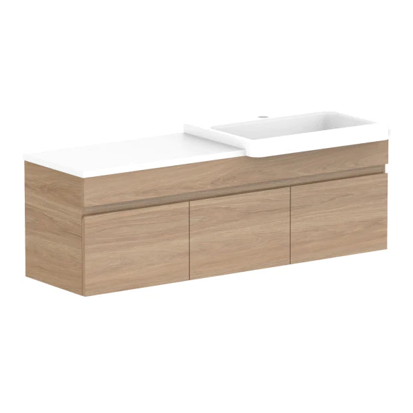 ADP Glacier Semi Recessed Door & Drawer Wall Hung Vanity Slim - Lite