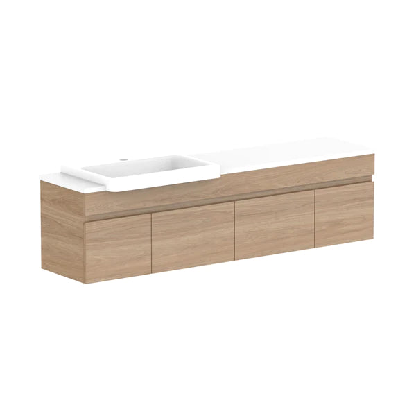 ADP Glacier Semi Recessed Door & Drawer Wall Hung Vanity Slim - Lite