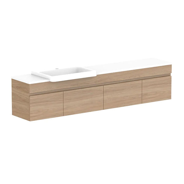ADP Glacier Semi Recessed Door & Drawer Wall Hung Vanity Slim - Lite