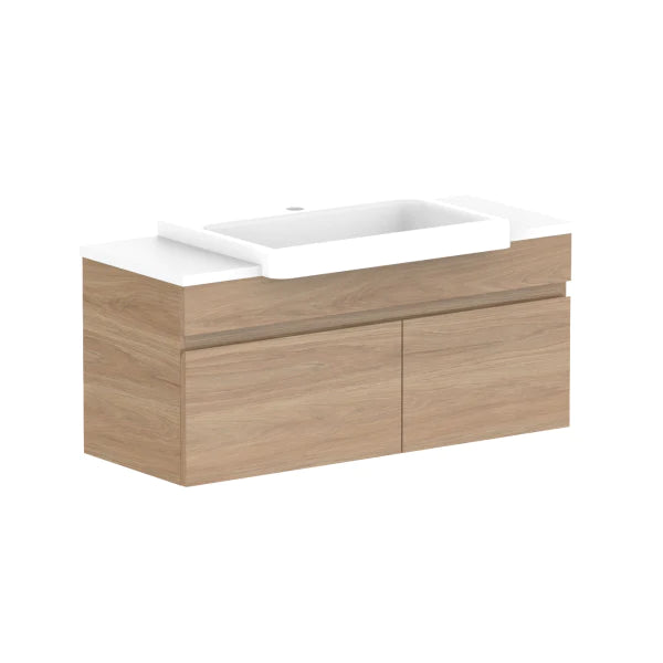 ADP Glacier Semi Recessed Door & Drawer Wall Hung Vanity Slim - Lite