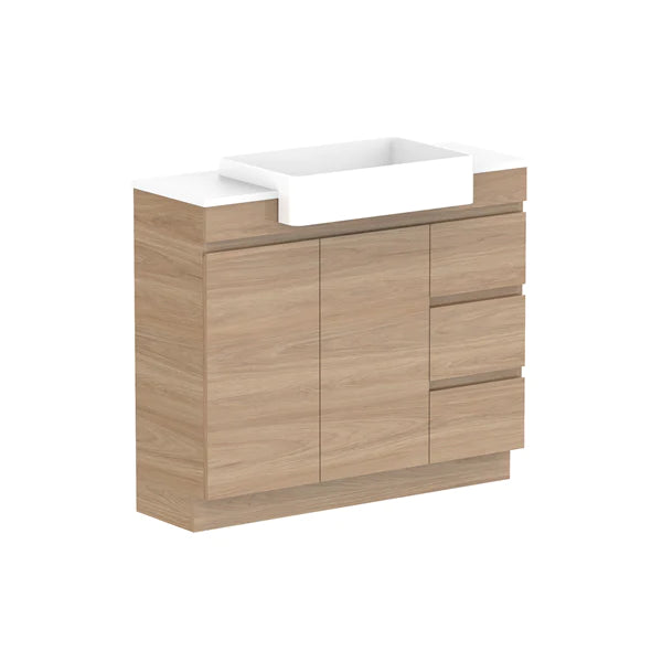 ADP Glacier Semi Recessed Door & Drawer Trio Vanity Solid Surface Top - Lite