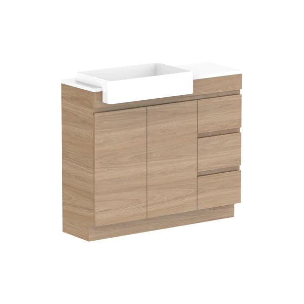 ADP Glacier Semi Recessed Door & Drawer Trio Vanity Solid Surface Top - Lite