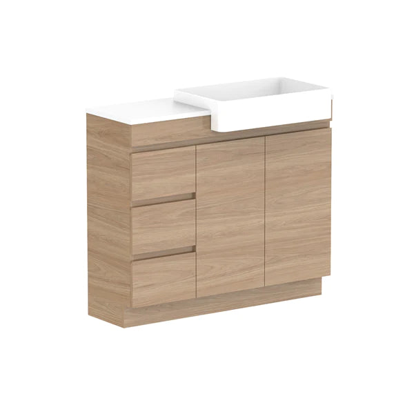 ADP Glacier Semi Recessed Door & Drawer Trio Vanity Solid Surface Top - Lite