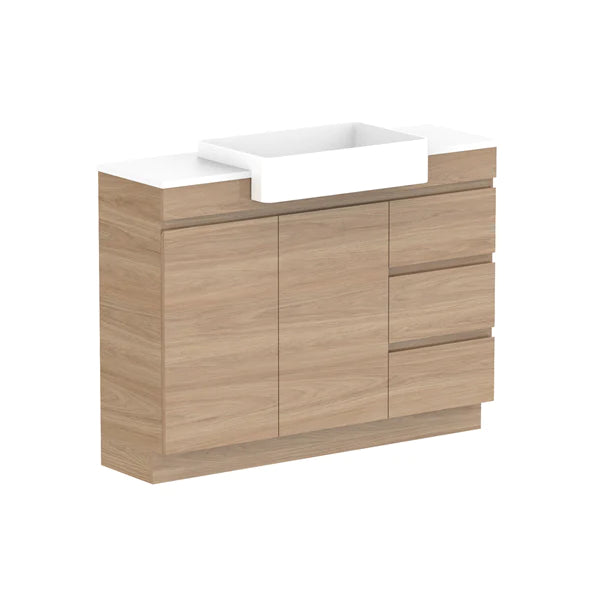 ADP Glacier Semi Recessed Door & Drawer Trio Vanity Solid Surface Top - Lite