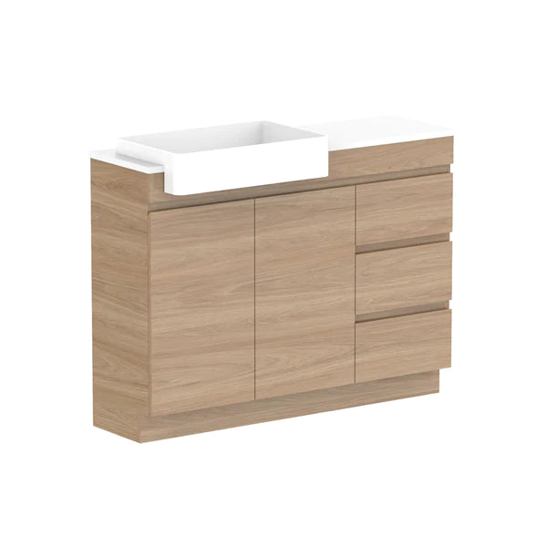 ADP Glacier Semi Recessed Door & Drawer Trio Vanity Solid Surface Top - Lite