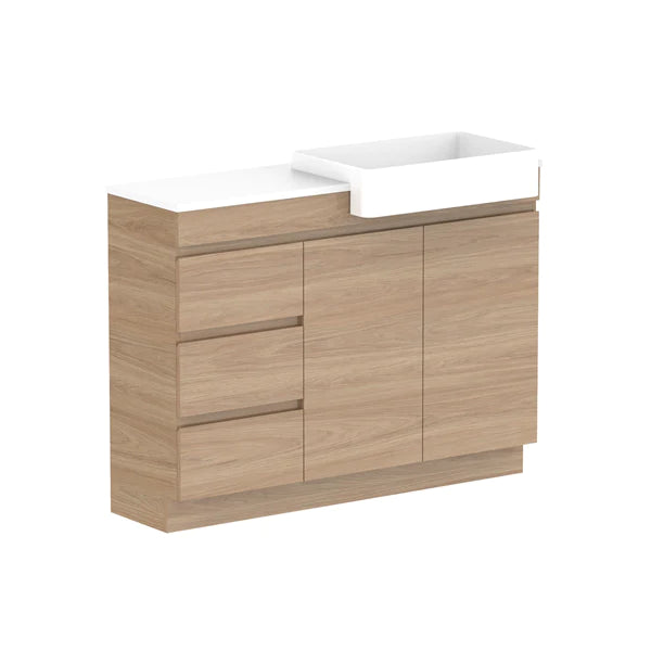ADP Glacier Semi Recessed Door & Drawer Trio Vanity Solid Surface Top - Lite