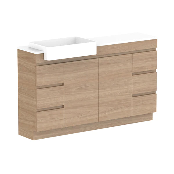 ADP Glacier Semi Recessed Door & Drawer Trio Vanity Solid Surface Top - Lite
