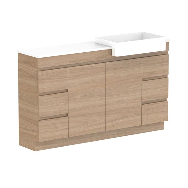 ADP Glacier Semi Recessed Door & Drawer Trio Vanity Solid Surface Top - Lite