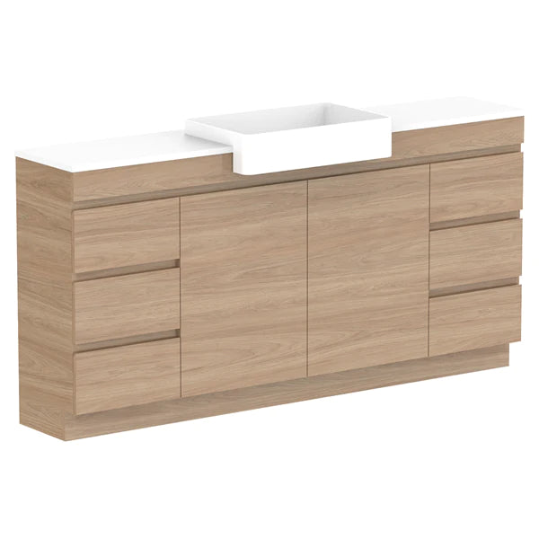 ADP Glacier Semi Recessed Door & Drawer Trio Vanity Solid Surface Top - Lite