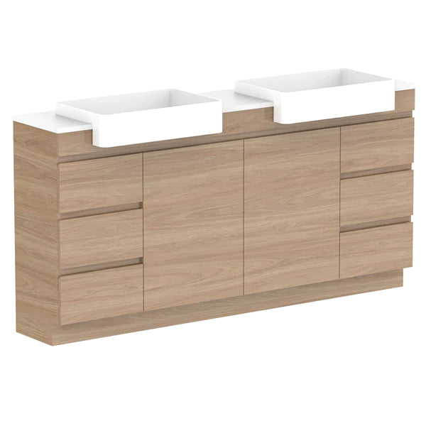 ADP Glacier Semi Recessed Door & Drawer Trio Vanity Solid Surface Top - Lite