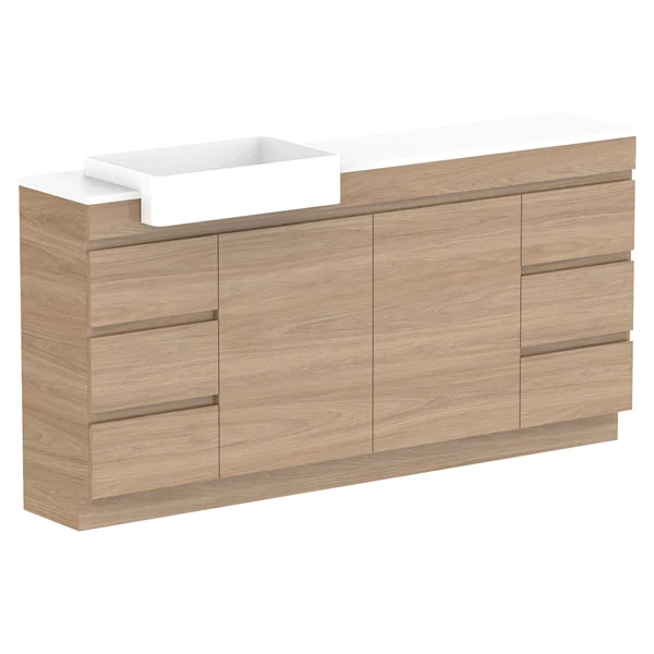 ADP Glacier Semi Recessed Door & Drawer Trio Vanity Solid Surface Top - Lite